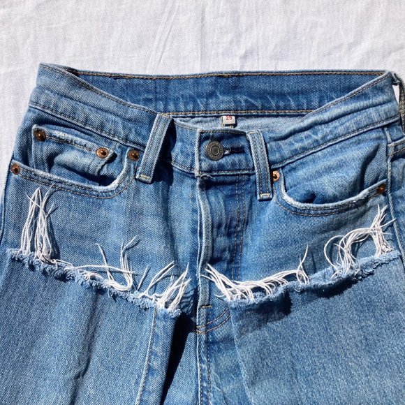 LEVI'S Wedgie Rough Tide High Rise Straight Leg Raw Hem Cropped Jeans, Size 25 - Picture 11 of 15